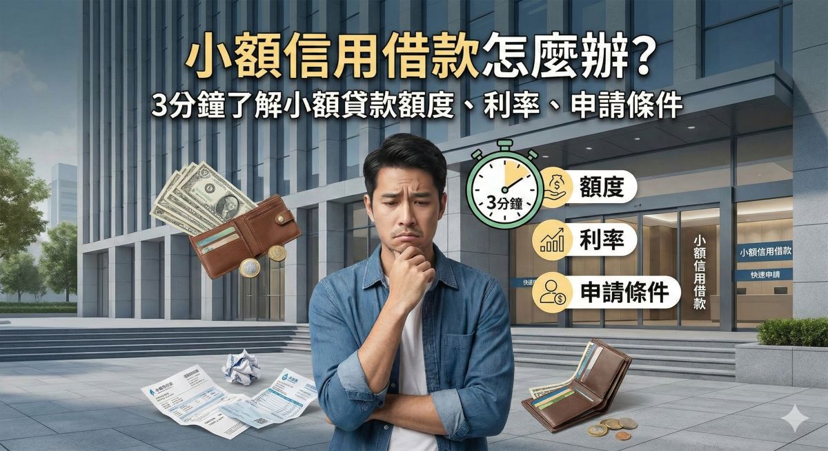 小額信用借款怎麼辦？3分鐘了解小額貸款額度、利率、申請條件
