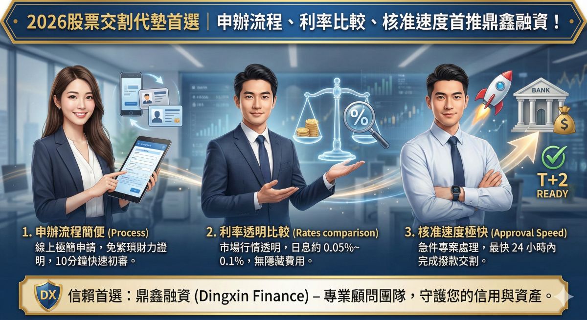 2026股票交割代墊首選｜申辦流程、利率比較、核准速度首推鼎鑫融資！