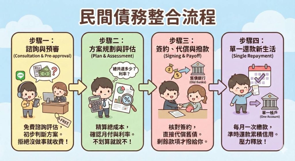 民間債務整合4大流程清楚解析